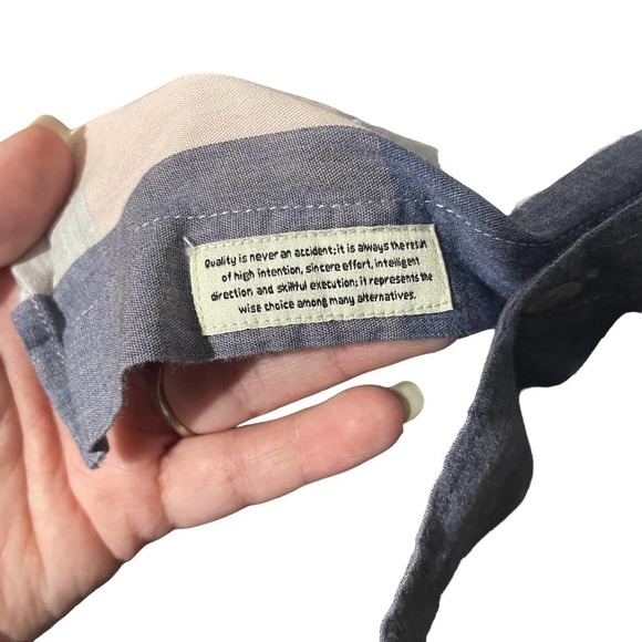 7DIAMONDS 100% Cotton Lightweight Blue, Pink & Gray Plaid Button Down - Picture 4 of 7